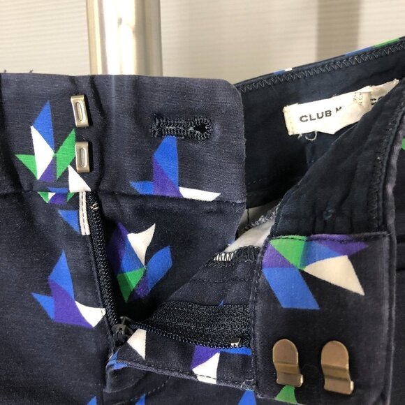 CLUB‎ MONACO Navy Geometric Blue White Green Shorts Sz 0 - Picture 5 of 10